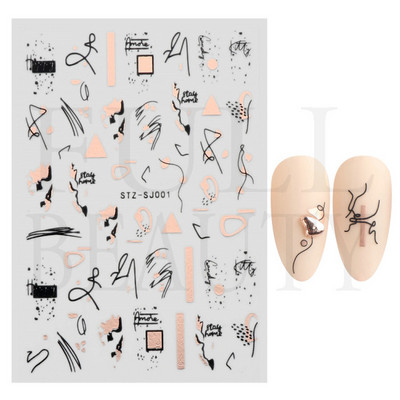 3D Marble Nail Art Sliders Πολύχρωμα ανθισμένα αυτοκόλλητα κύμα Χρυσά φύλλα γράμματα πεταλούδα αυτοκόλλητα αυτοκόλλητα Διακόσμηση LASTZ-CS201