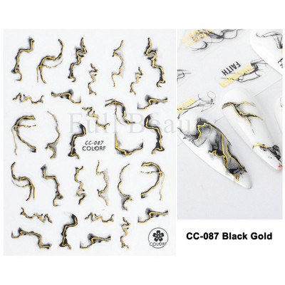 3D Marble Nail Art Sliders Πολύχρωμα ανθισμένα αυτοκόλλητα κύμα Χρυσά φύλλα γράμματα πεταλούδα αυτοκόλλητα αυτοκόλλητα Διακόσμηση LASTZ-CS201