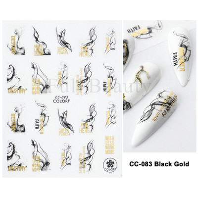 3D Marble Nail Art Sliders Πολύχρωμα ανθισμένα αυτοκόλλητα κύμα Χρυσά φύλλα γράμματα πεταλούδα αυτοκόλλητα αυτοκόλλητα Διακόσμηση LASTZ-CS201