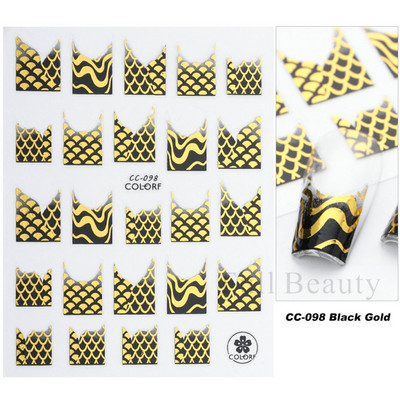 3D Marble Nail Art Sliders Πολύχρωμα ανθισμένα αυτοκόλλητα κύμα Χρυσά φύλλα γράμματα πεταλούδα αυτοκόλλητα αυτοκόλλητα Διακόσμηση LASTZ-CS201