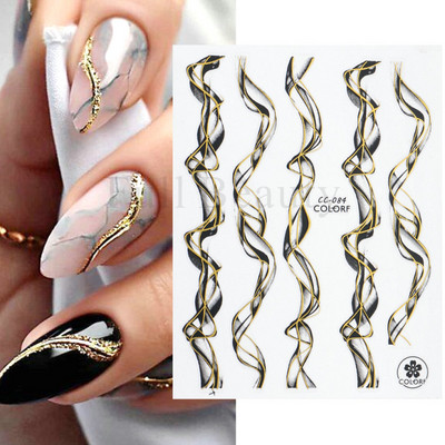 3D Marble Nail Art Sliders Πολύχρωμα ανθισμένα αυτοκόλλητα κύμα Χρυσά φύλλα γράμματα πεταλούδα αυτοκόλλητα αυτοκόλλητα Διακόσμηση LASTZ-CS201