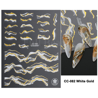 3D Marble Nail Art Sliders Πολύχρωμα ανθισμένα αυτοκόλλητα κύμα Χρυσά φύλλα γράμματα πεταλούδα αυτοκόλλητα αυτοκόλλητα Διακόσμηση LASTZ-CS201