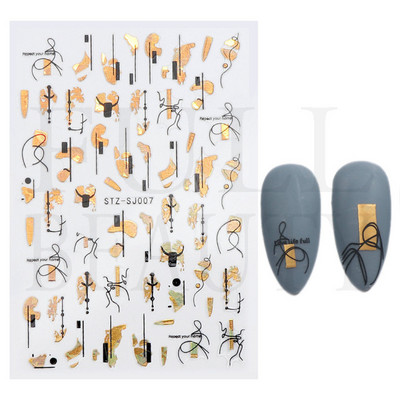 3D Marble Nail Art Sliders Πολύχρωμα ανθισμένα αυτοκόλλητα κύμα Χρυσά φύλλα γράμματα πεταλούδα αυτοκόλλητα αυτοκόλλητα Διακόσμηση LASTZ-CS201