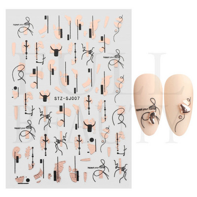 3D Marble Nail Art Sliders Πολύχρωμα ανθισμένα αυτοκόλλητα κύμα Χρυσά φύλλα γράμματα πεταλούδα αυτοκόλλητα αυτοκόλλητα Διακόσμηση LASTZ-CS201