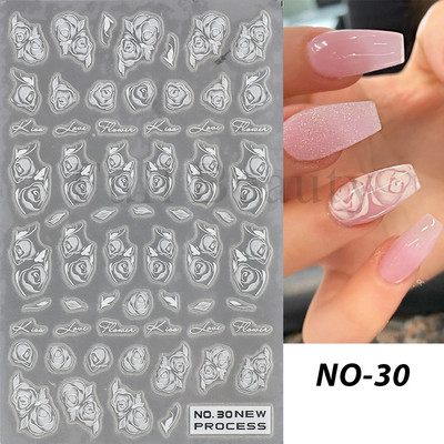 3D baltas nagu uzlīmes kāzu līgavas nagu dizains roze mazi ziedi slīdņi eleganti mežģīņu uzlīmes gēla lakas manikīra tetovējumi NLNO