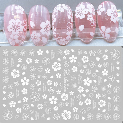 3D baltas nagu uzlīmes kāzu līgavas nagu dizains roze mazi ziedi slīdņi eleganti mežģīņu uzlīmes gēla lakas manikīra tetovējumi NLNO