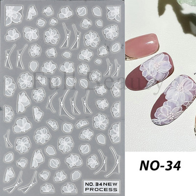 3D baltas nagu uzlīmes kāzu līgavas nagu dizains roze mazi ziedi slīdņi eleganti mežģīņu uzlīmes gēla lakas manikīra tetovējumi NLNO