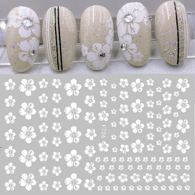 3D baltas nagu uzlīmes kāzu līgavas nagu dizains roze mazi ziedi slīdņi eleganti mežģīņu uzlīmes gēla lakas manikīra tetovējumi NLNO