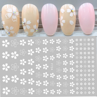3D baltas nagu uzlīmes kāzu līgavas nagu dizains roze mazi ziedi slīdņi eleganti mežģīņu uzlīmes gēla lakas manikīra tetovējumi NLNO