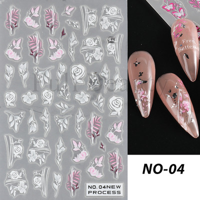 3D baltas nagu uzlīmes kāzu līgavas nagu dizains roze mazi ziedi slīdņi eleganti mežģīņu uzlīmes gēla lakas manikīra tetovējumi NLNO