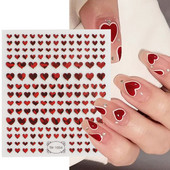 3D αυτοκόλλητα βερνίκι νυχιών Αγίου Βαλεντίνου Κόκκινο μαύρο λευκό χρυσό Love Heart Slider Γράμμα Rabbit Decal Nail Art Διακόσμηση Μανικιούρ NFTH