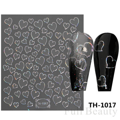 3D αυτοκόλλητα βερνίκι νυχιών Αγίου Βαλεντίνου Κόκκινο μαύρο λευκό χρυσό Love Heart Slider Γράμμα Rabbit Decal Nail Art Διακόσμηση Μανικιούρ NFTH