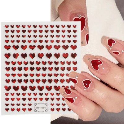 3D αυτοκόλλητα βερνίκι νυχιών Αγίου Βαλεντίνου Κόκκινο μαύρο λευκό χρυσό Love Heart Slider Γράμμα Rabbit Decal Nail Art Διακόσμηση Μανικιούρ NFTH