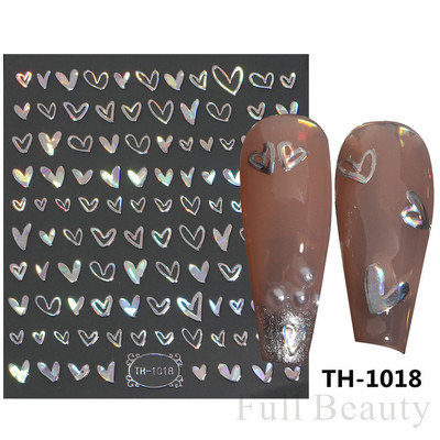 3D αυτοκόλλητα βερνίκι νυχιών Αγίου Βαλεντίνου Κόκκινο μαύρο λευκό χρυσό Love Heart Slider Γράμμα Rabbit Decal Nail Art Διακόσμηση Μανικιούρ NFTH