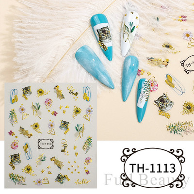 3D αυτοκόλλητα βερνίκι νυχιών Αγίου Βαλεντίνου Κόκκινο μαύρο λευκό χρυσό Love Heart Slider Γράμμα Rabbit Decal Nail Art Διακόσμηση Μανικιούρ NFTH