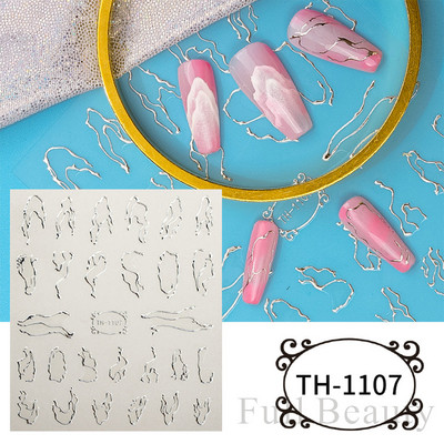 3D αυτοκόλλητα βερνίκι νυχιών Αγίου Βαλεντίνου Κόκκινο μαύρο λευκό χρυσό Love Heart Slider Γράμμα Rabbit Decal Nail Art Διακόσμηση Μανικιούρ NFTH