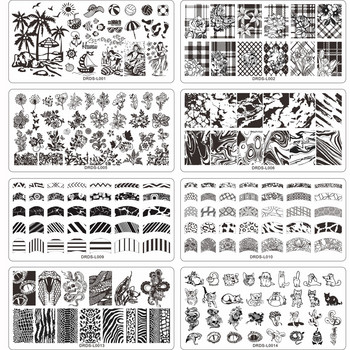 1 τμχ Πρότυπα για τέχνη νυχιών Σχέδιο πλάκας σφράγισης Γεωμετρία Γοργόνα λουλούδι Ζώο γράμμα πεταλούδα δαντέλα Πρότυπα σφραγίδας Εργαλείο πλάκας K7