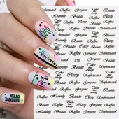 Αυτοκόλλητα με γράμματα για νύχια τρισδιάστατα μαύρα άσπρα επιγραφές Αγγλικά αλφάβητα Sliders Χαρακτήρας σφραγίδα νυχιών Love Letter Αυτοκόλλητα GL200-210