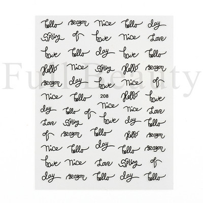 Αυτοκόλλητα με γράμματα για νύχια τρισδιάστατα μαύρα άσπρα επιγραφές Αγγλικά αλφάβητα Sliders Χαρακτήρας σφραγίδα νυχιών Love Letter Αυτοκόλλητα GL200-210