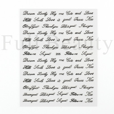 Αυτοκόλλητα με γράμματα για νύχια τρισδιάστατα μαύρα άσπρα επιγραφές Αγγλικά αλφάβητα Sliders Χαρακτήρας σφραγίδα νυχιών Love Letter Αυτοκόλλητα GL200-210