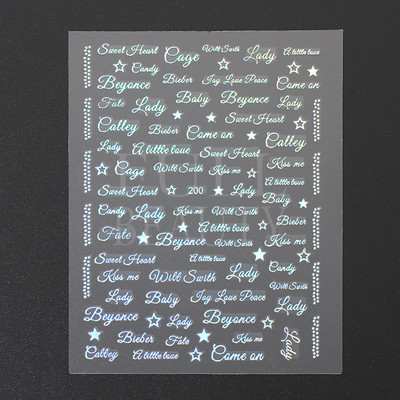 Αυτοκόλλητα με γράμματα για νύχια τρισδιάστατα μαύρα άσπρα επιγραφές Αγγλικά αλφάβητα Sliders Χαρακτήρας σφραγίδα νυχιών Love Letter Αυτοκόλλητα GL200-210