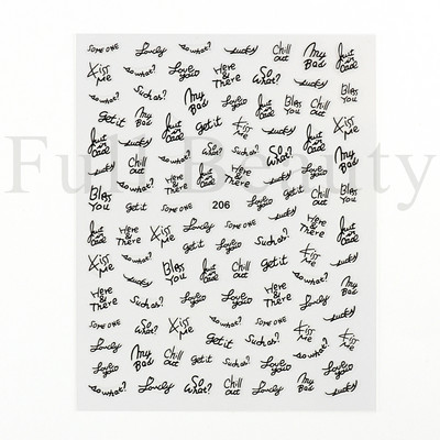 Αυτοκόλλητα με γράμματα για νύχια τρισδιάστατα μαύρα άσπρα επιγραφές Αγγλικά αλφάβητα Sliders Χαρακτήρας σφραγίδα νυχιών Love Letter Αυτοκόλλητα GL200-210