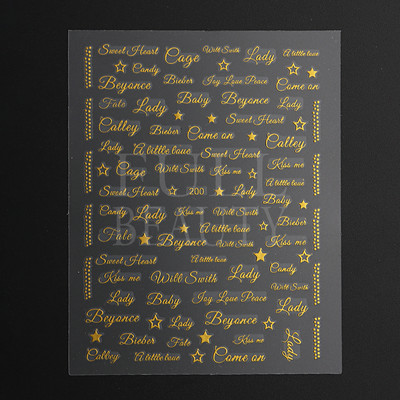 Αυτοκόλλητα με γράμματα για νύχια τρισδιάστατα μαύρα άσπρα επιγραφές Αγγλικά αλφάβητα Sliders Χαρακτήρας σφραγίδα νυχιών Love Letter Αυτοκόλλητα GL200-210