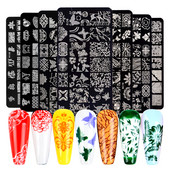 Pečati sa slikama životinja Ploče s prugama Mješoviti uzorci Šablone za utiskivanje noktiju Šablone Alat za ispis cvijeća