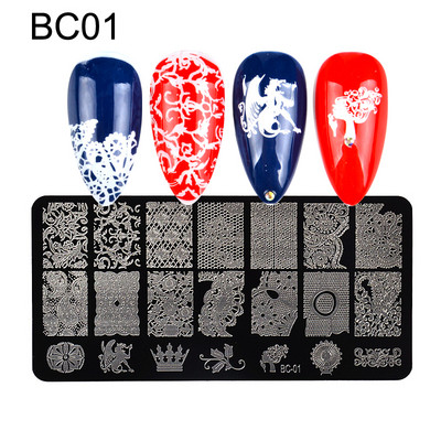 Pečati sa slikama životinja Ploče s prugama Mješoviti uzorci Šablone za utiskivanje noktiju Šablone Alat za ispis cvijeća