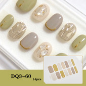 Autocolant pentru unghii cu sclipici în stil japonez, cu culori gradiente, învelișuri pentru unghii, acoperire completă, autocolant pentru poloneză, adeziv, decorare pentru unghii