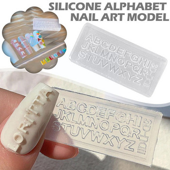 1 τεμ 3D σιλικόνης καλούπι για σκάλισμα νυχιών Αγγλικά γράμματα Εργαλεία καλουπιών DIY Σχέδιο σφράγισης με τζελ πολλαπλών σχεδίων Στένσιλ αξεσουάρ Mani P0H1