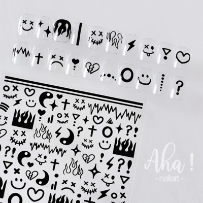 3D Nail Art matricák Fehér felhő Körömmatrica/Ultra vékony körömcsúszkák Öntapadó matricák Csillag Hold/Fehér Virág/Felhők