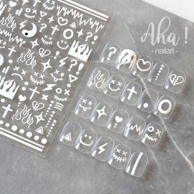 3D Nail Art matricák Fehér felhő Körömmatrica/Ultra vékony körömcsúszkák Öntapadó matricák Csillag Hold/Fehér Virág/Felhők