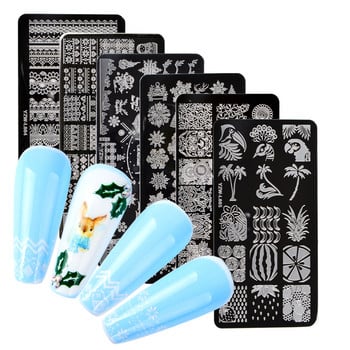 1 PC Lace Flower Animal Nail Stamping Plate Marble Image Stamp Templates Geometric Printing Stencil Tools