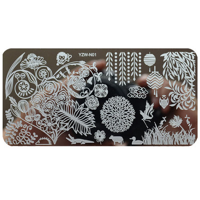 1 PC μικτού σχεδίου από ανοξείδωτο ατσάλι Πλάκες σφράγισης νυχιών Ορθογώνιας εικόνας Πρότυπο DIY Εργαλεία στένσιλ μανικιούρ