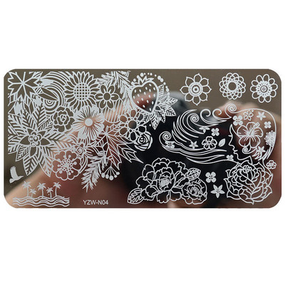 1 PC μικτού σχεδίου από ανοξείδωτο ατσάλι Πλάκες σφράγισης νυχιών Ορθογώνιας εικόνας Πρότυπο DIY Εργαλεία στένσιλ μανικιούρ