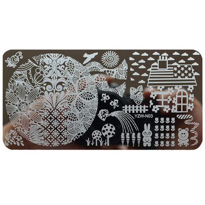 1 PC μικτού σχεδίου από ανοξείδωτο ατσάλι Πλάκες σφράγισης νυχιών Ορθογώνιας εικόνας Πρότυπο DIY Εργαλεία στένσιλ μανικιούρ