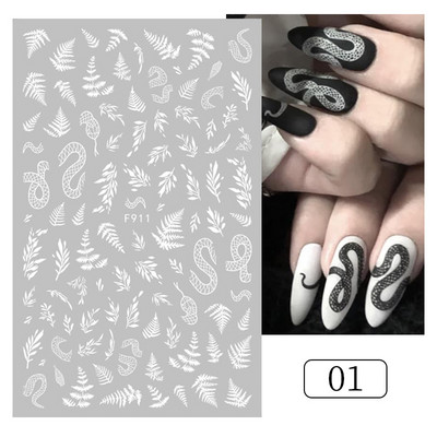 1 tk kuldne must pronksjas lehed Tree 3D küünekleebis sillerdavad geomeetrilised jooned liim ülekandekleebis DIY küünte kaunistus