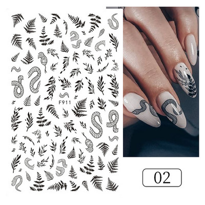 1 tk kuldne must pronksjas lehed Tree 3D küünekleebis sillerdavad geomeetrilised jooned liim ülekandekleebis DIY küünte kaunistus