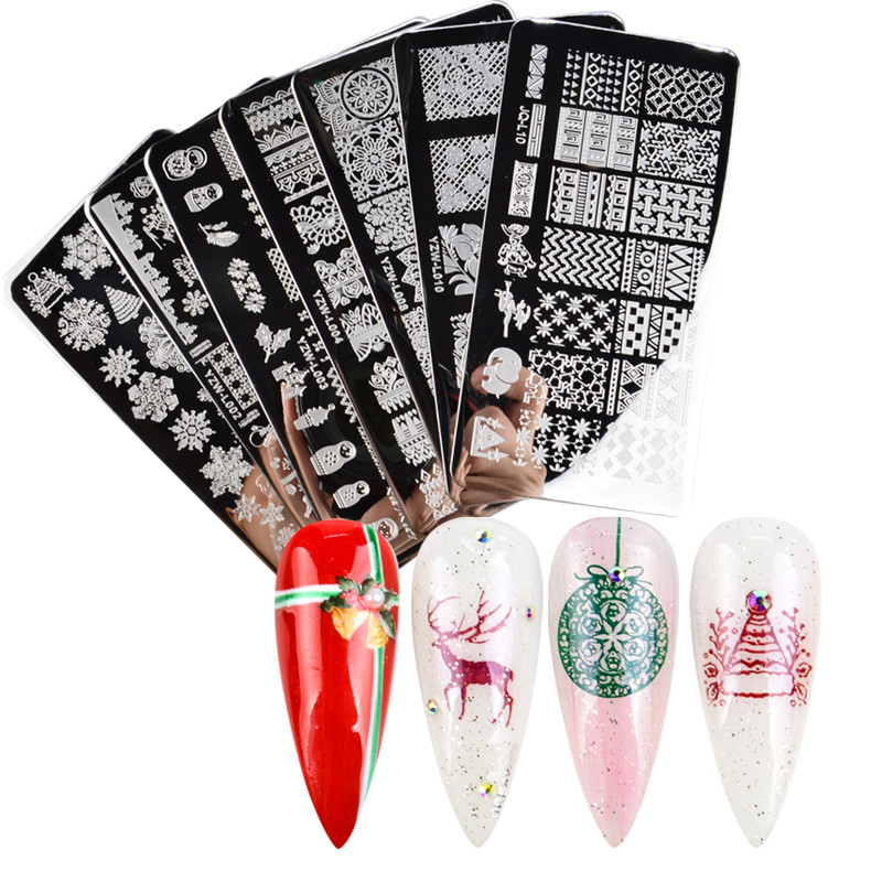 1 buc plăci de ștanțare pentru unghii, frunze de flori, geometrie, animale, șabloane de ștampile, pentru imprimare pentru manichiură, instrumente pentru șablon