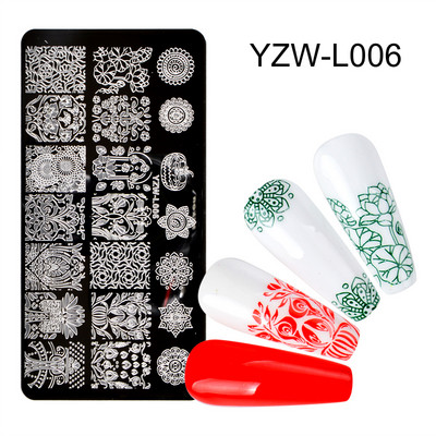 1PC 12*6cm Nail Art Predlošci Dizajn ploča za utiskivanje Cvijet Životinje Staklo Temperatura Čipka Predlošci za pečate Slika ploča