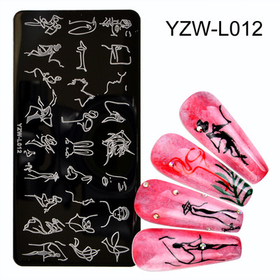 1PC 12*6cm Nail Art Predlošci Dizajn ploča za utiskivanje Cvijet Životinje Staklo Temperatura Čipka Predlošci za pečate Slika ploča