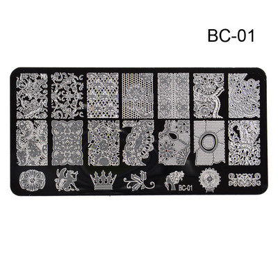 1 ΤΕΜ. Πλάκες σφράγισης νυχιών Φύλλα λουλούδια Πεταλούδα γάτα Πρότυπα σφραγίδας νυχιών στένσιλ Σχέδιο βερνίκι μανικιούρ