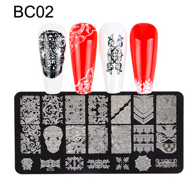 1 ΤΕΜ. Πλάκες σφράγισης νυχιών Φύλλα λουλούδια Πεταλούδα γάτα Πρότυπα σφραγίδας νυχιών στένσιλ Σχέδιο βερνίκι μανικιούρ