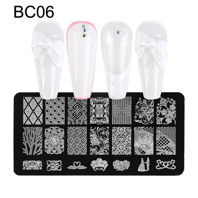 1 ΤΕΜ. Πλάκες σφράγισης νυχιών Φύλλα λουλούδια Πεταλούδα γάτα Πρότυπα σφραγίδας νυχιών στένσιλ Σχέδιο βερνίκι μανικιούρ