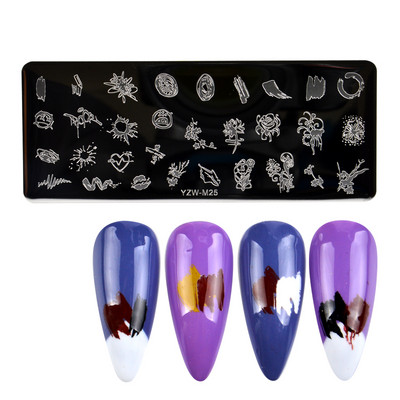 1 ΤΕΜ. Πλάκες σφράγισης νυχιών Φύλλα λουλούδια Πεταλούδα γάτα Πρότυπα σφραγίδας νυχιών στένσιλ Σχέδιο βερνίκι μανικιούρ