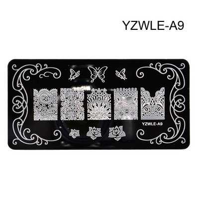 1 ΤΕΜ. Πλάκες σφράγισης νυχιών Φύλλα λουλούδια Πεταλούδα γάτα Πρότυπα σφραγίδας νυχιών στένσιλ Σχέδιο βερνίκι μανικιούρ