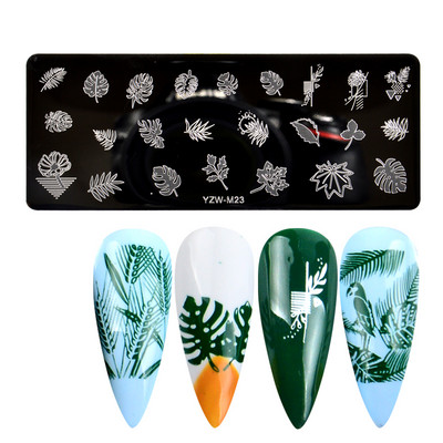 1 ΤΕΜ. Πλάκες σφράγισης νυχιών Φύλλα λουλούδια Πεταλούδα γάτα Πρότυπα σφραγίδας νυχιών στένσιλ Σχέδιο βερνίκι μανικιούρ