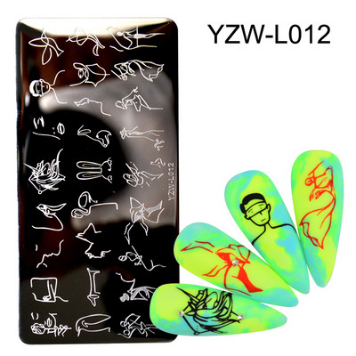 1 ΤΕΜ. Πλάκες σφράγισης νυχιών Φύλλα λουλούδια Πεταλούδα γάτα Πρότυπα σφραγίδας νυχιών στένσιλ Σχέδιο βερνίκι μανικιούρ