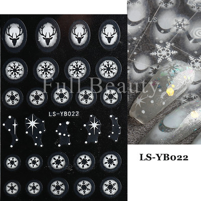 3D koomiksite kasside küünekleebised jõulukaunistus 2022 jääkaru jõuluvana liugurid valged lumehelbed hirve küünekleebised NLNO-61